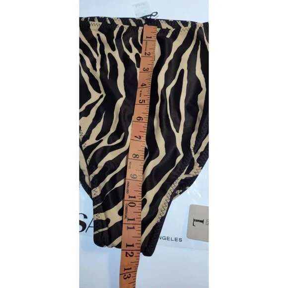 SAME Los Angeles Two-Piece Bikini Womens LargeZebra Print Bottom High Rise